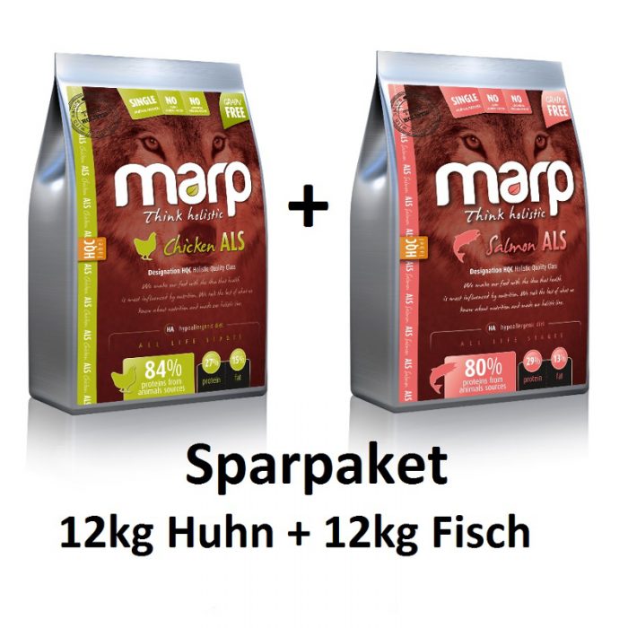 MARP Holistic 12kg Hähnchen und 12kg Lachs (getreidefrei) Sparpaket 1 + 1